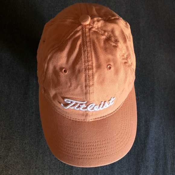 Titleist Peachy Orange Golf Hat with Pink Ribbon Breast Cancer Awareness - Picture 2 of 12